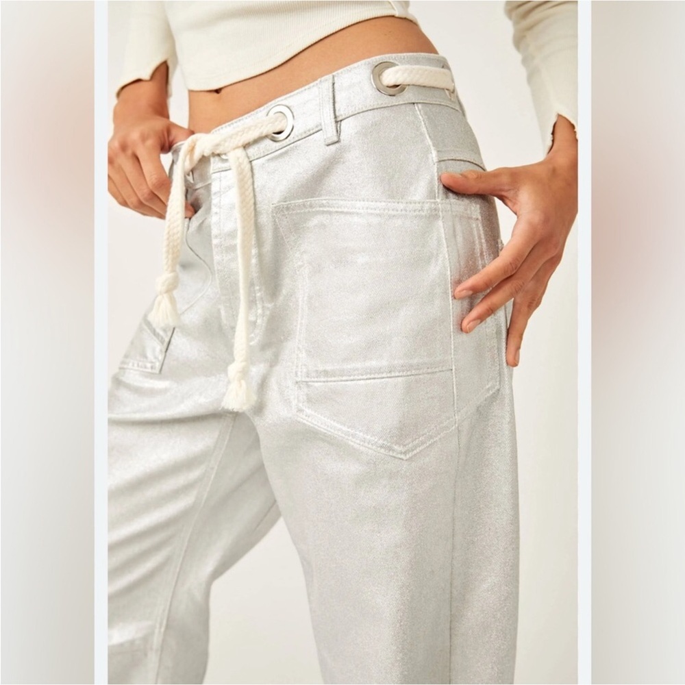 NWT We The Free Cream Moxie Barrel Jean SILVER